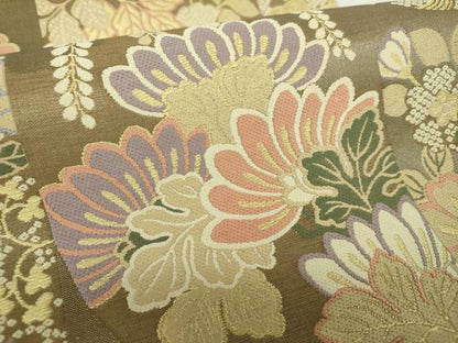 平和屋着物●六通柄　本袋帯　立波片輪車花文　金糸　やまと誂製　正絹　逸品　DABA1633ps