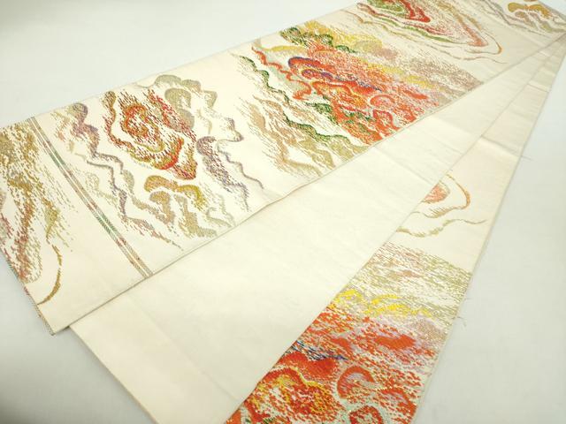 平和屋着物●六通柄　本袋帯　雲文　金銀糸　正絹　逸品　DABA1634ps