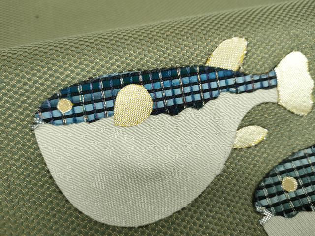 平和屋着物○太鼓柄袋帯 河豚 魚 金糸 正絹 逸品 DABA1637ps