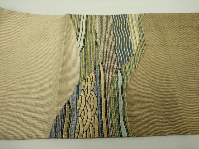 平和屋着物○太鼓柄袋帯 スリーシーズン帯 春 夏 秋 霞文 金糸