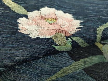平和屋着物●太鼓柄袋帯　スリーシーズン帯　春　夏　秋　すくい織　草花文　金糸　正絹　逸品　DABA1639ps