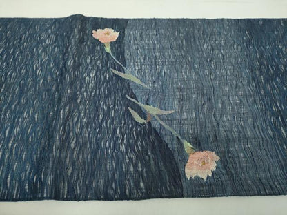 平和屋着物●太鼓柄袋帯　スリーシーズン帯　春　夏　秋　すくい織　草花文　金糸　正絹　逸品　DABA1639ps