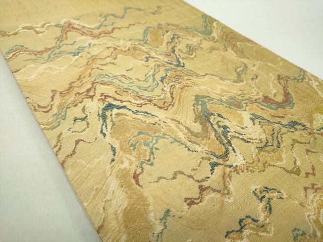 平和屋着物●名門 しょうざん 生紬 紙屋川伝承 絹漉貴 太鼓柄袋帯 スリーシーズン帯 春夏秋 霞文 金糸 正絹 逸品 DABA1640ps