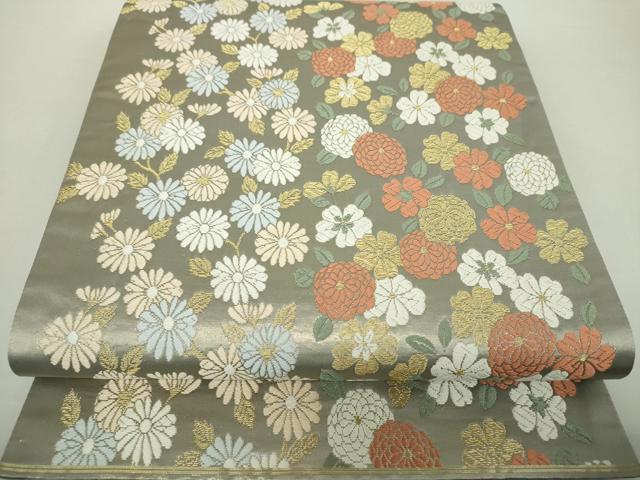 平和屋着物●六通柄袋帯　唐織　舞花文　金銀糸　正絹　逸品　DABA1645ps