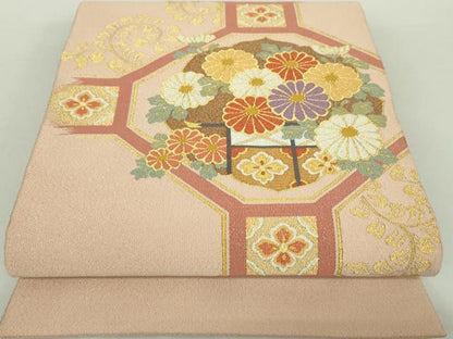 平和屋着物●爪掻き本綴れ　太鼓柄袋帯　蜀江花文　金銀糸　正絹　逸品　DABA1646ps