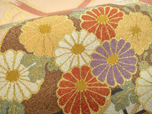 平和屋着物○爪掻き本綴れ 太鼓柄袋帯 蜀江花文 金銀糸