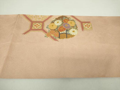 平和屋着物●爪掻き本綴れ　太鼓柄袋帯　蜀江花文　金銀糸　正絹　逸品　DABA1646ps