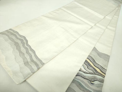 平和屋着物●太鼓柄袋帯　すくい織　霞文　金銀糸　正絹　逸品　DABA1647ps
