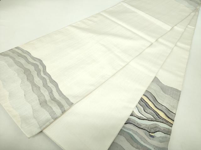 平和屋着物●太鼓柄袋帯　すくい織　霞文　金銀糸　正絹　逸品　DABA1647ps