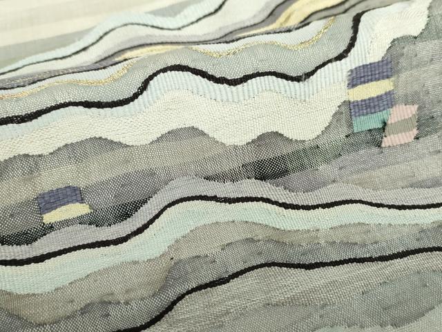 平和屋着物●太鼓柄袋帯　すくい織　霞文　金銀糸　正絹　逸品　DABA1647ps