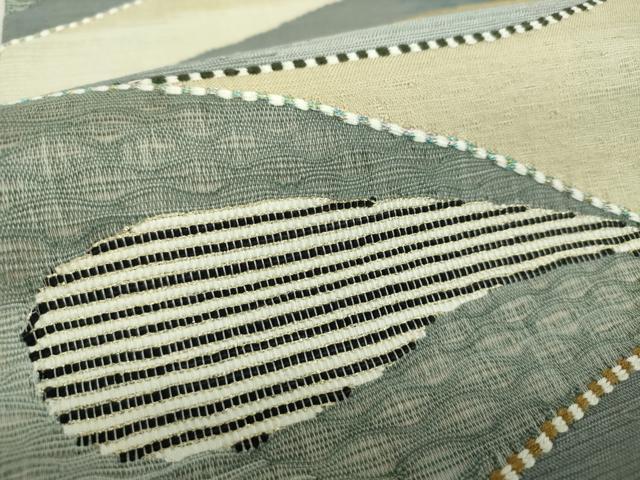 平和屋着物●太鼓柄袋帯 スリーシーズン帯 春 夏 秋 櫛織り 霞文 金銀糸 正絹 逸品 未使用 DABA1650ps