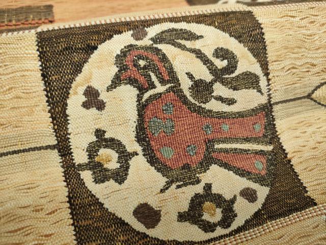 平和屋着物○太鼓柄袋帯 スリーシーズン帯 春 夏 秋 すくい織 もじり