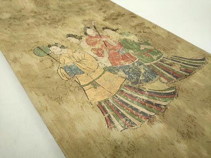 平和屋着物●太鼓柄袋帯　高松塚古墳　西壁女子群像　飛鳥美人　飛龍　正絹　逸品　未使用　DABA1661ps