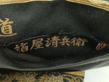 平和屋着物●西陣織　陰山織物謹製　箔屋清兵衛　六通柄袋帯　名物裂間道　黒地　本金箔　正絹　逸品　DABA1663ps