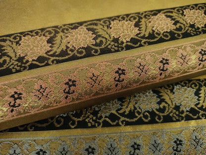 平和屋着物●西陣織　陰山織物謹製　箔屋清兵衛　六通柄袋帯　名物裂間道　黒地　本金箔　正絹　逸品　DABA1663ps