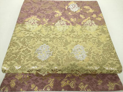 平和屋着物●六通柄袋帯　唐織　更紗花鳥文　金銀糸　正絹　逸品　DABA1665ps