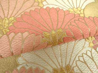 平和屋着物●西陣　川島織物　六通柄　本袋帯　唐織　菊青海波　金糸　正絹　逸品　DABA1666ps