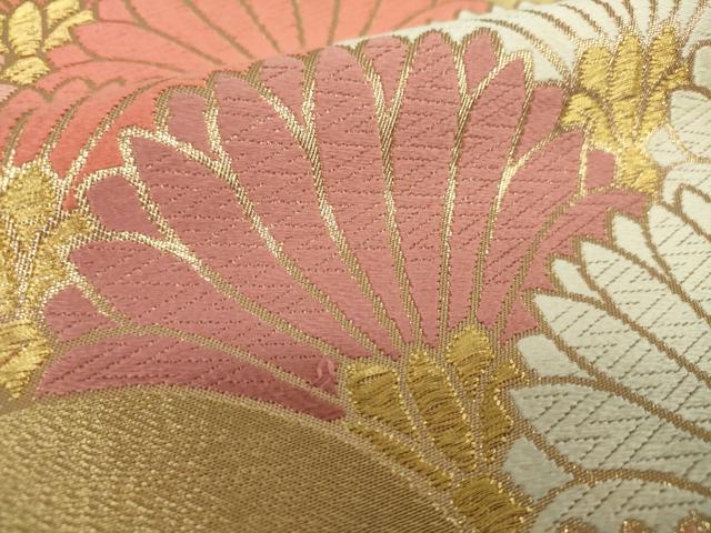 平和屋着物●西陣　川島織物　六通柄　本袋帯　唐織　菊青海波　金糸　正絹　逸品　DABA1666ps