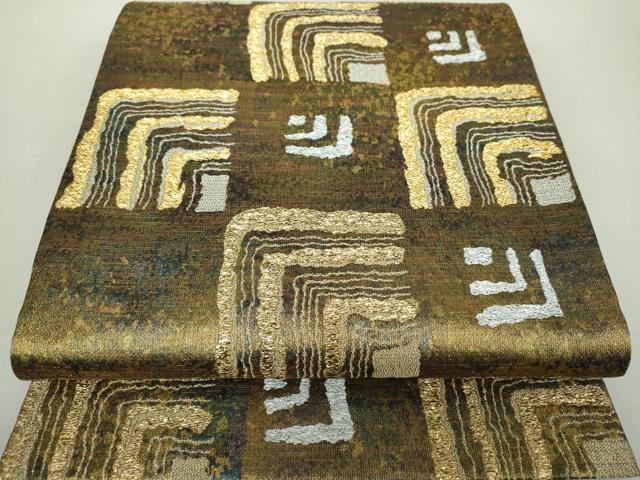 平和屋着物○六通柄袋帯 唐織 流水草花文 金糸 正絹 逸品 DAAY0488ob