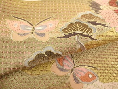 平和屋着物●中国三大刺繍 スワトウ相良刺繍 汕頭相良刺繍 蘇州刺繍 総刺繍 太鼓柄袋帯 双鶴菱 金銀彩 証紙付 正絹 逸品 未使用 DABA1672ps