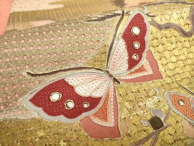 平和屋着物●中国三大刺繍 スワトウ相良刺繍 汕頭相良刺繍 蘇州刺繍 総刺繍 太鼓柄袋帯 双鶴菱 金銀彩 証紙付 正絹 逸品 未使用 DABA1672ps