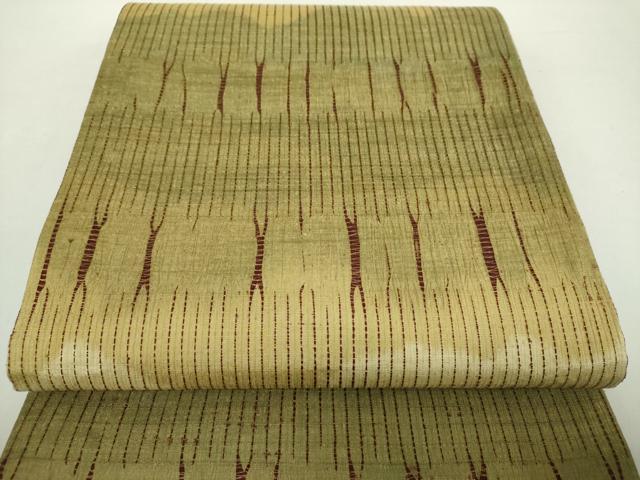平和屋着物●両面　全通柄袋帯　紬地　竜巻絞り　霞文　正絹　逸品　DABA1674ps