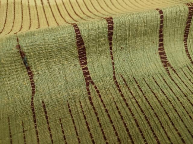 平和屋着物●両面　全通柄袋帯　紬地　竜巻絞り　霞文　正絹　逸品　DABA1674ps