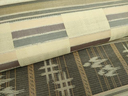 平和屋着物●両面　全通柄袋帯　野蚕紬　切嵌　琉球絣文様　正絹　逸品　未使用　DABA1675ps