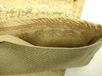 平和屋着物●紋屋井関　十九代　井関宗麟　六通柄袋帯　綾綺織　更紗花文　金糸　正絹　逸品　DABA1677ps