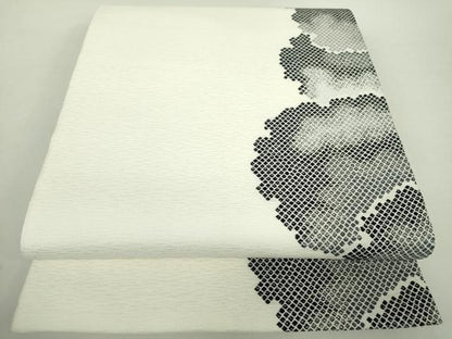 平和屋着物●六通柄袋帯　雪輪鹿の子文　正絹　逸品　DABA1684ps