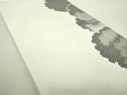 平和屋着物●六通柄袋帯　雪輪鹿の子文　正絹　逸品　DABA1684ps
