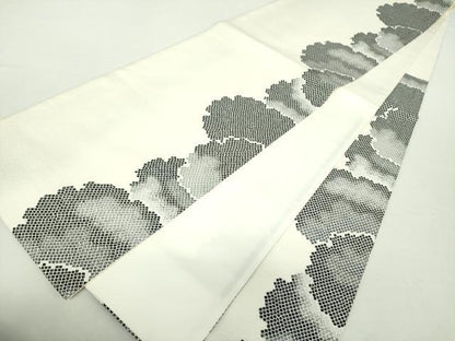 平和屋着物●六通柄袋帯　雪輪鹿の子文　正絹　逸品　DABA1684ps