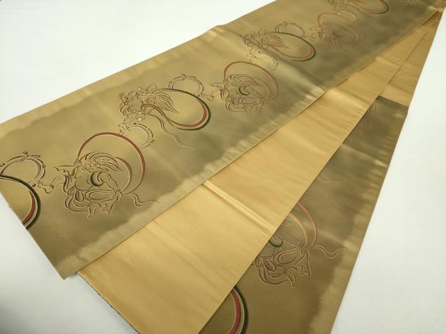 平和屋着物●六通柄袋帯　唐織　風神雷神　金糸　正絹　逸品　DABA1686ps