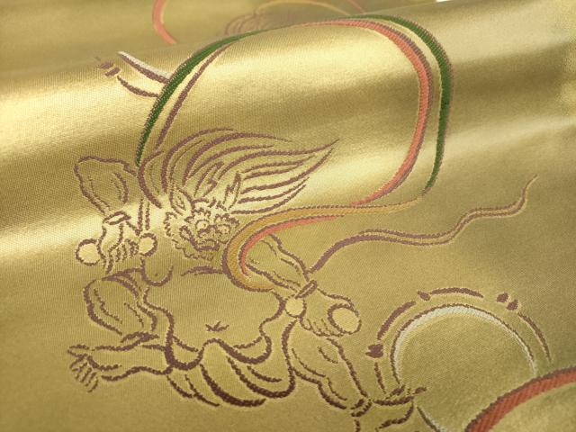平和屋着物●六通柄袋帯　唐織　風神雷神　金糸　正絹　逸品　DABA1686ps