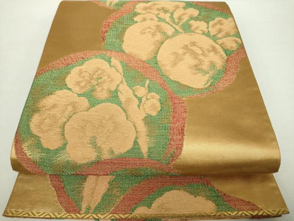 平和屋着物●六通柄袋帯　吉祥花丸文　金糸　正絹　逸品　DABA1691ps