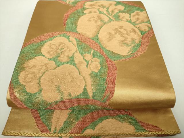 平和屋着物●六通柄袋帯　吉祥花丸文　金糸　正絹　逸品　DABA1691ps