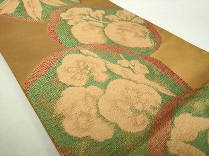 平和屋着物●六通柄袋帯　吉祥花丸文　金糸　正絹　逸品　DABA1691ps
