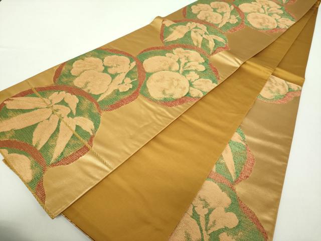 平和屋着物●六通柄袋帯　吉祥花丸文　金糸　正絹　逸品　DABA1691ps