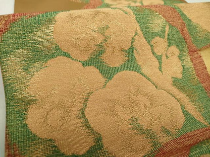 平和屋着物●六通柄袋帯　吉祥花丸文　金糸　正絹　逸品　DABA1691ps