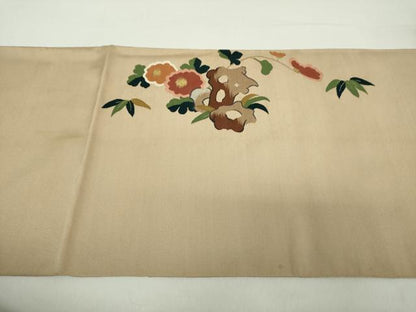 平和屋着物●爪掻き本綴れ　太鼓柄袋帯　草花文　金銀糸　正絹　逸品　DABA1693ps
