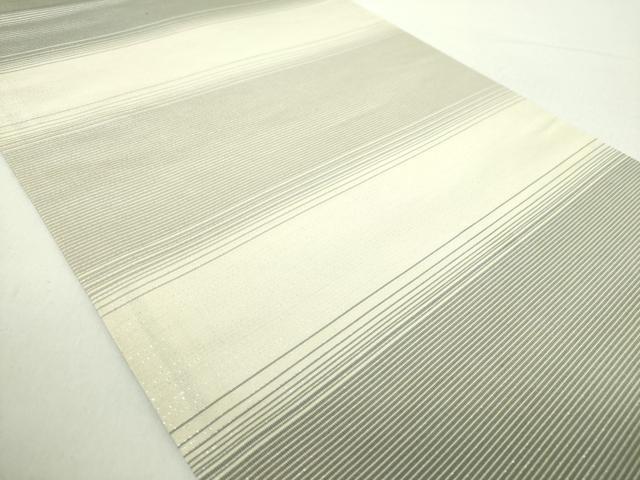 平和屋着物●両面　六通柄袋帯　市松宝尽くし　鶴亀　銀通し地　正絹　逸品　DABA1694ps