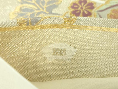 平和屋着物●六通柄袋帯　唐織　砂金箔　正倉院鳳凰更紗花文　金糸　正絹　逸品　DABA1696ps
