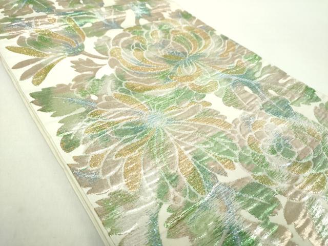 平和屋着物○西陣 川島織物 六通柄 本袋帯 菊文 乱菊 金