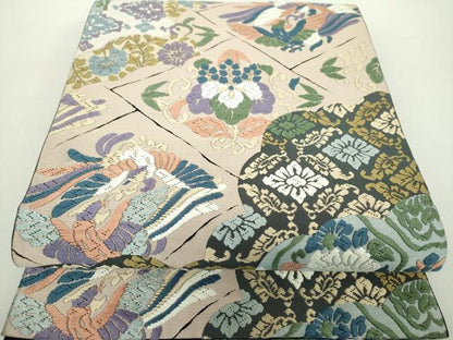平和屋着物●六通柄袋帯　唐織　唐万華　鳳凰更紗花文　正絹　逸品　DABA1699ps