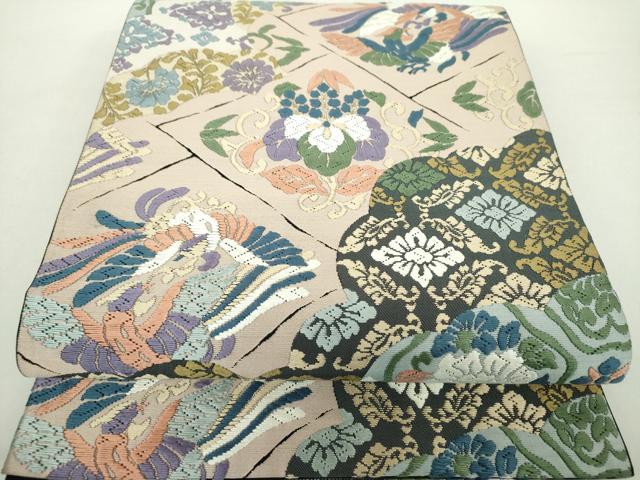平和屋着物●六通柄袋帯　唐織　唐万華　鳳凰更紗花文　正絹　逸品　DABA1699ps