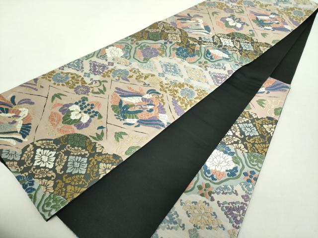 平和屋着物●六通柄袋帯　唐織　唐万華　鳳凰更紗花文　正絹　逸品　DABA1699ps