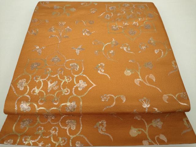 平和屋着物●織物一筋名門　織悦　全通柄　本袋帯　花鳥文　銀糸　正絹　逸品　DABA1702ps