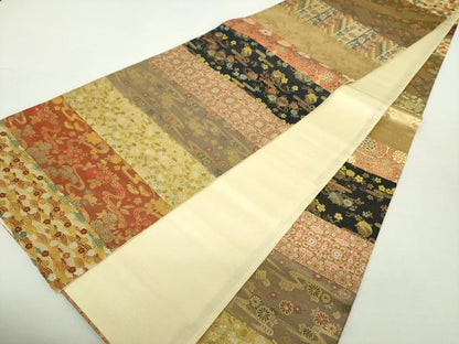 平和屋着物●全通柄袋帯　唐織　切嵌　宝尽くし　横段花文　金糸　正絹　逸品　DABA1705ps