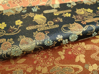 平和屋着物●全通柄袋帯　唐織　切嵌　宝尽くし　横段花文　金糸　正絹　逸品　DABA1705ps