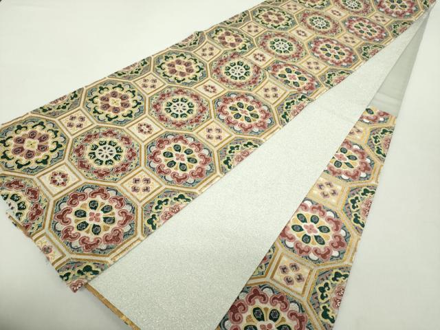 平和屋着物○六通柄袋帯 唐織 蜀江華文 金銀糸 正絹 逸品 DABA1709ps